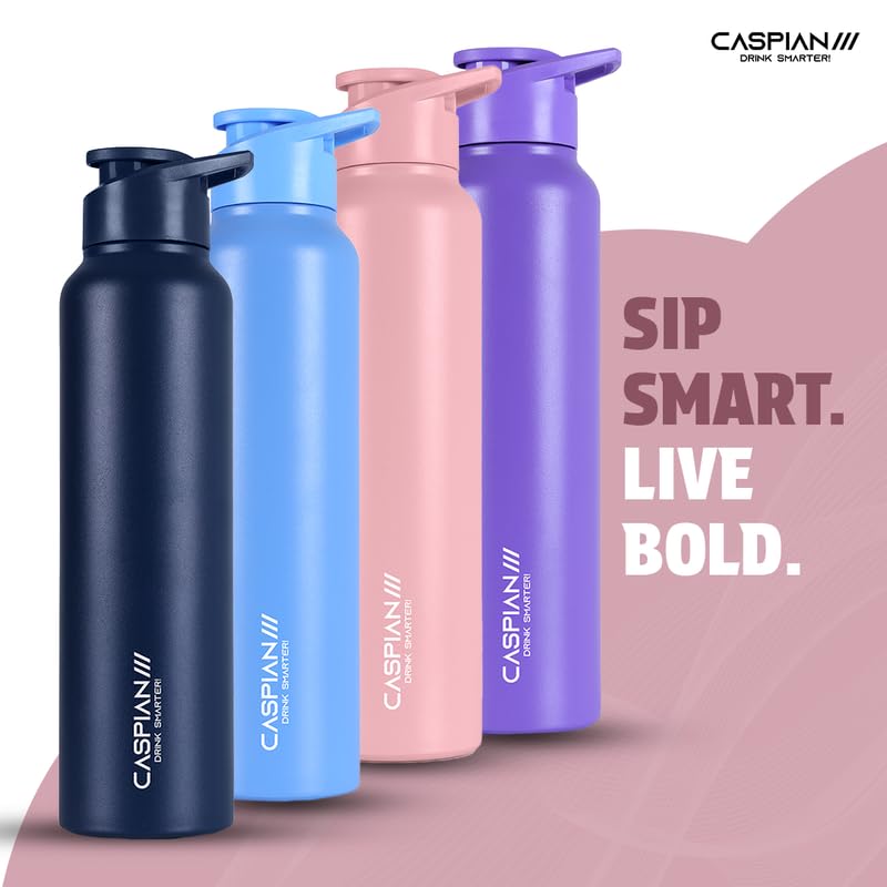 Image of CASPIAN / / / Hike Stainless Steel Customize Sipper Water Bottle Leak Proof Thunder for Fridge Home Office Travel School Kids Boys Girls Adults Sports Gym Yoga (R Pink 1 Litre, Set of 1)