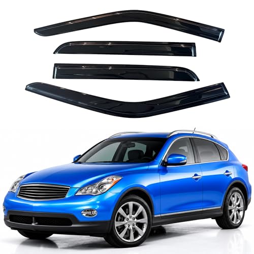 Image of IG Window Visors Fit for 2007-2013 Infiniti EX35 EX37, Out-Channel Rain Guards Vent Wind Deflectors 4PC, Car Accessories for 07-13 Infiniti EX35 EX37