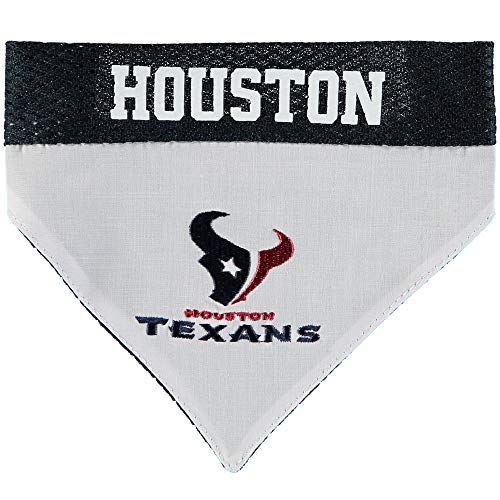 Pets First NFL DOG BANDANA - HOUSTON TEXANS REVERSIBLE PET BANDANA. 2 Sided Sports Bandana with a PREMIUM Embroidery TEAM LOGO, Small/Medium. - 2 Sizes & 32 NFL Teams available