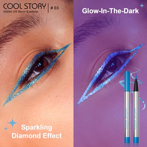 Delineador líquido con brillo UV neón Azul 0.02 Fl Oz miniatura 4