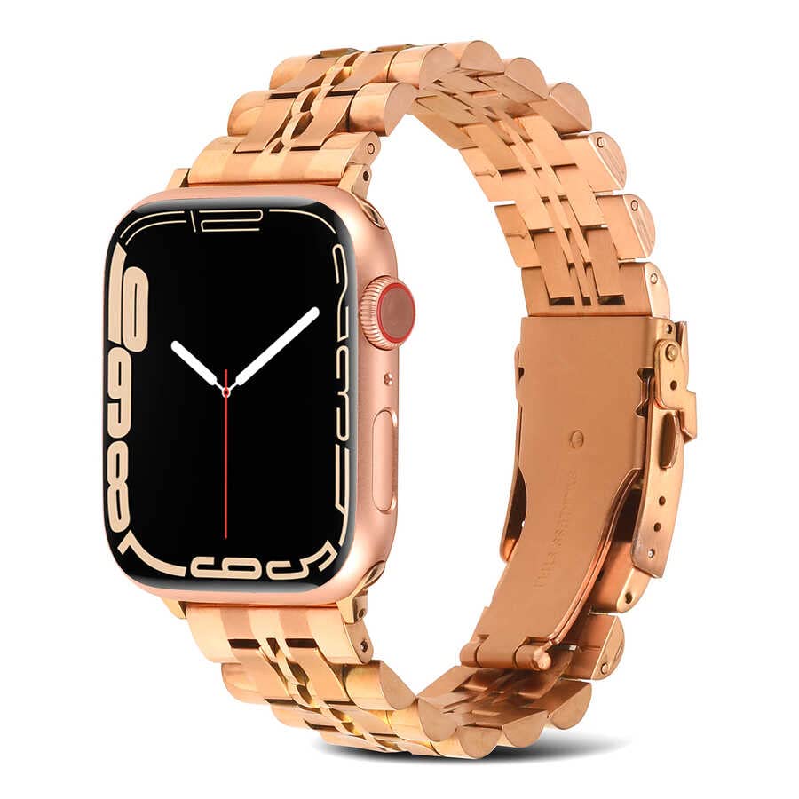 Zore Apple İle Uyumlu Watch 42mm KRD-54 Metal Kordon Rose Gold