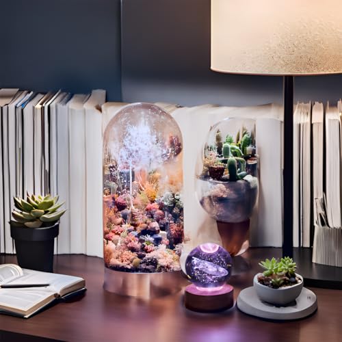 Image of 3D Solar System Crystal Ball 3.15 inch / Wooden USB Switch Base with LED Gradient Lighting /Solar System Model Decor /Birthday, Christmas Gifts for Teens