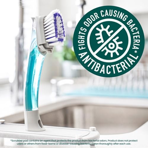 Image of Scotch-Brite Odor Resist Soap Control Dishwand Brush, Non-Scratch Cleaning Brush with Scraper, Stands Upright, 1 Count (Pack of 4)
