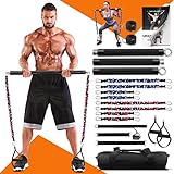 DASKING Portable Home Gym Resistance Band Bar Set with 8 Anti-Break Stackable Resistance Bands,Detac
