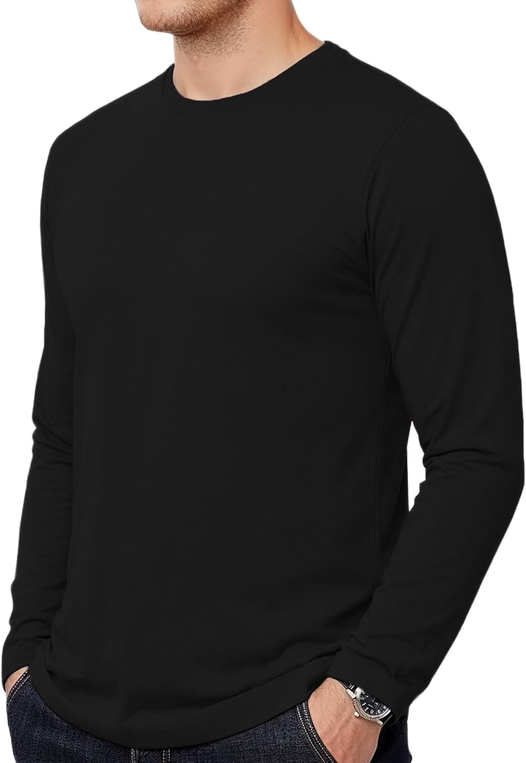 Decrum Mens Long Sleeve Shirt - Soft Casual Full Sleeves Crew Neck T Shirts for Men - Image 2