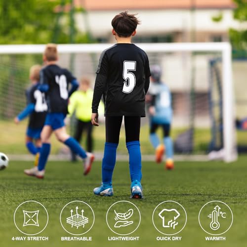 Suhine 3 Pcs 5-14Y Youth Boys Thermal Compression Shirts Fleece Athletic Baselayer Long Sleeve Soccer Baseball Undershirt3