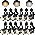 Bravsekai 3CCT LED Track Lighting Heads, Dimmable GU10 H Type Track Lights Head 3-Color Selectable Indoor Ceiling Spotlight Fixtures for Art Exhibits Kitchens Hallways 12 Pack, Black