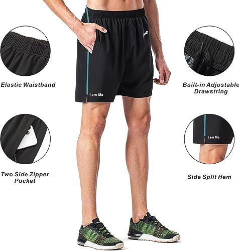 Image of JUST RIDER Men's Workout Running Shorts Quick Dry Lightweight Gym Shorts with 2 Zip Pockets & Loop
