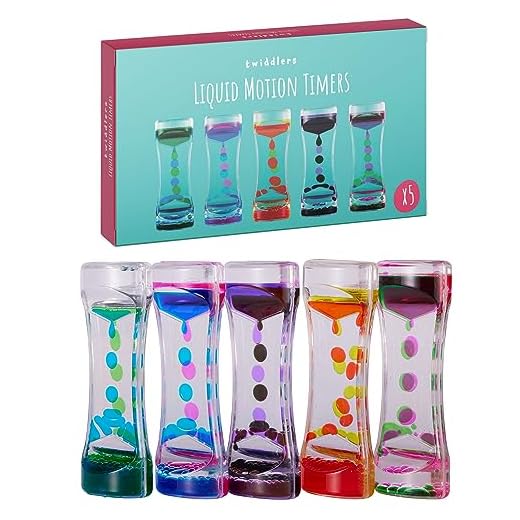 THE TWIDDLERS 5 Temporizadores de Movimiento Líquido para Alivio de Estrés y Juegos Sensoriales Autismo Relajacion - Temporizador Liquido Reloj de Agua Burbujas, Decoración de Escritorio e Interiores