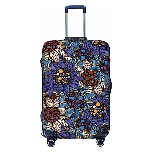 Boho Style Sunflowers Design Luggage Cover Washable Elasticated Luggage Covers for Suitcase tsa Approved Stylish Dust and Scratch Resistant Luggage Case Protector for Kids and Adults