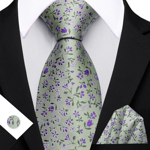 Image of Barry.Wang Ties for Men Silk Tie Sets Polka Dot Woven Necktie Pocket Square Cufflinks Business Wedding