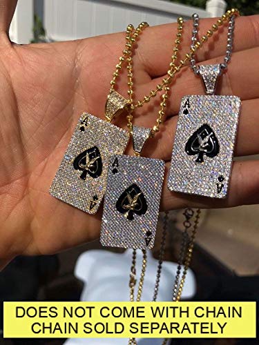 HarlemBling Solid 925 Sterling Silver Iced Ace Of Spades Pendant - Men's - Great For Any Chain! Hip Hop Style2