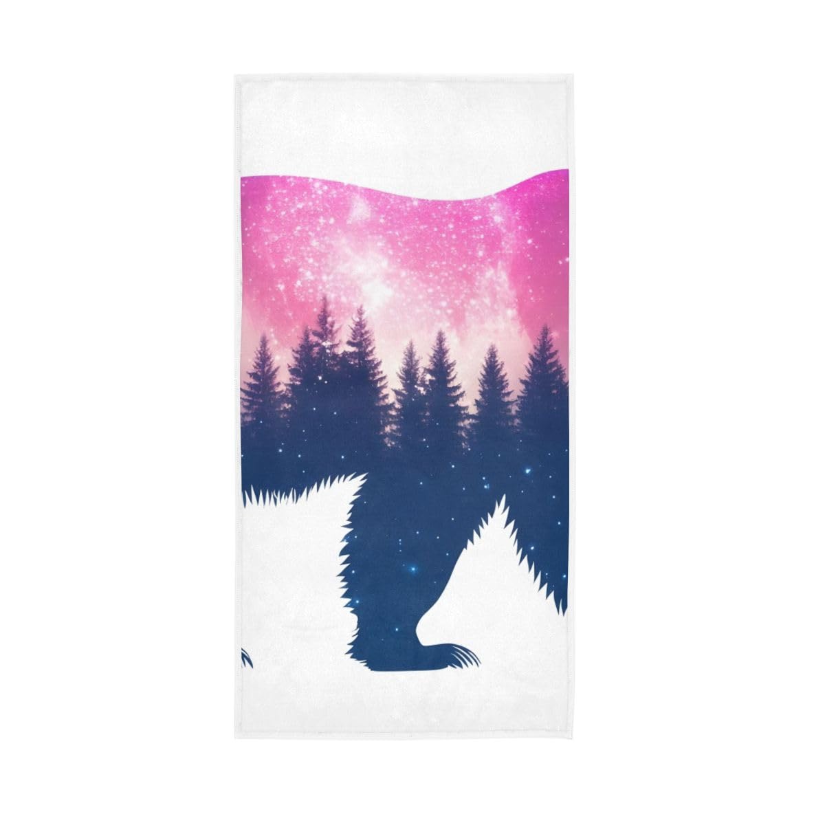 LSRCPD Pastel Bear Silhouette Hand Towel, Multipurpose Soft Towels for Bathroom, Gym, Hotel, Spa 15 x 30 Inches