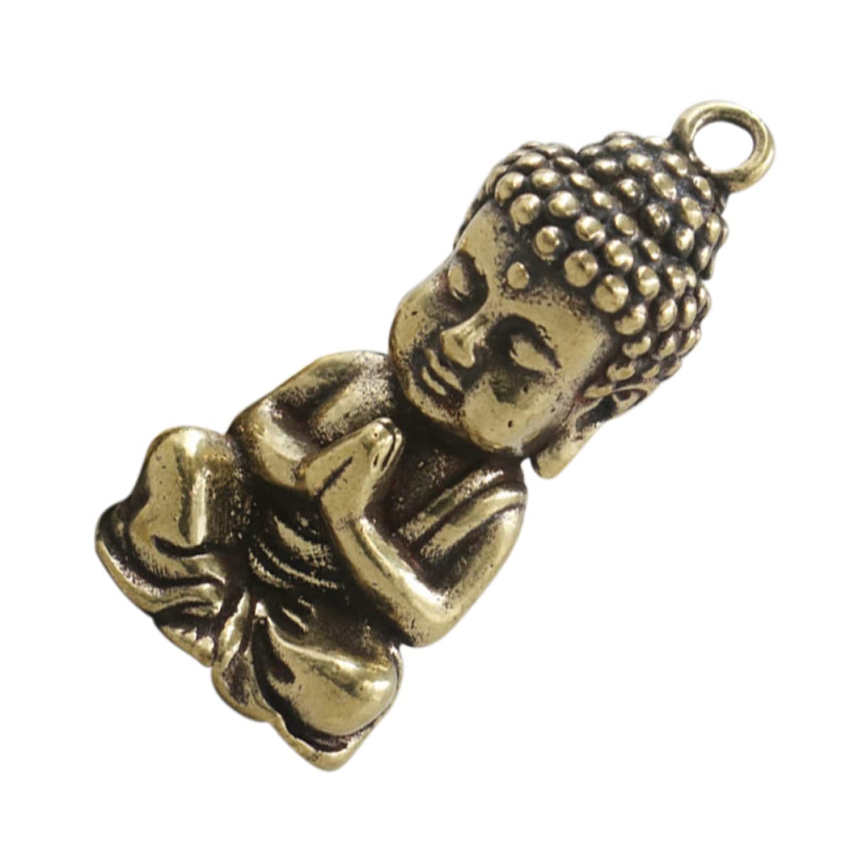 CIYODO Auspicious Buddha Keychain Pendant 1.18 Inch Vintage Miniature Buddha Charm Keyring for Diy Crafts Bag Decoration