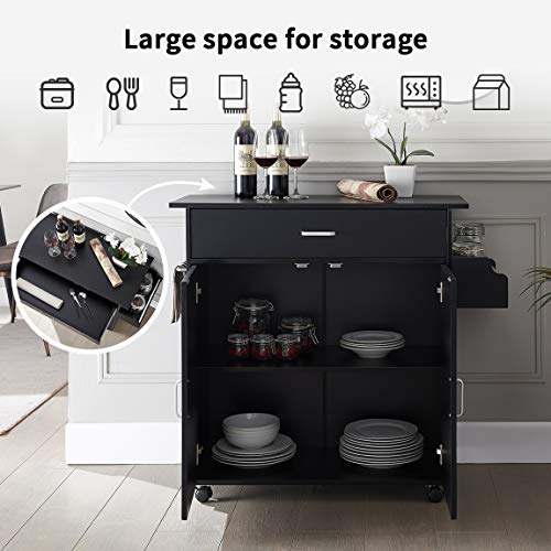 image for Generic Kitchen Island with Storage on Wheels Kitchen Cart Trolley wit