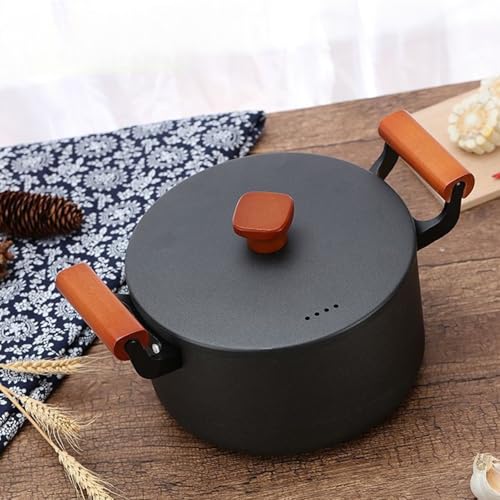 5 Piece Cast Iron Cookware Set Induction Ready Pots & Pans with Wooden Handles & Lids for Versatile Cooking Non Stick Oven Safe Perfect for Home Chefs - Image 6