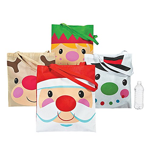 Fun Express Christmas Character Tote Bags - Set of 12 - Apparel Accessories