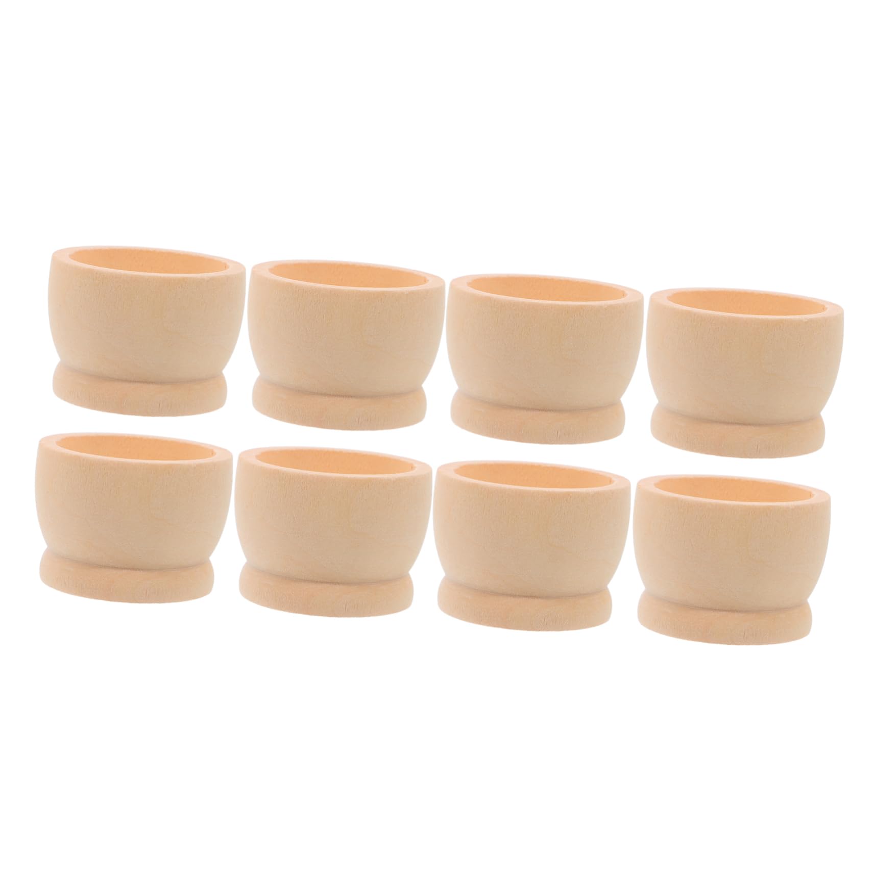 SUPVOX 8pcs Wooden Egg Holder Stand Display Unfinished Egg Cup Holder Wine Glass Shape Serving Stand for DIY Decor Perfect for Kitchen