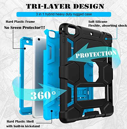 CCMAO Case for iPad 6th/5th Generation (9.7-inch, 2018/2017), iPad Air 2nd Generation Case (2014) with Kickstand, Hybrid Shockproof Protective iPad 9.7 Case, Black+Blue by CCMAO - Image 2