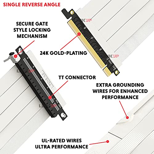 Image of LINKUP - Ultra PCIe 4.0 X16 Riser Cable [RTX4090 RX6950XT x570 B550 Z690 Tested] Shielded High-Speed Vertical Mount Gaming PCI Express Gen4┃Reverse GPU Socket (27cm / 10.6 inch) Designed for ITX┃White