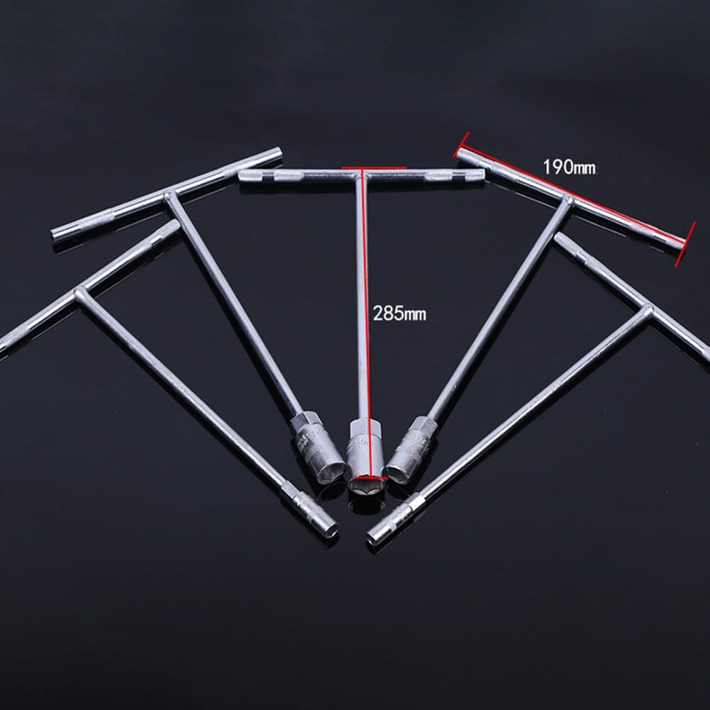 SPORTARC Chiave a bussola con manico a T, set di chiavi esagonali, 8-14 mm, in metallo, design a forma di T, per risparmiare energia, 5 pezzi per riparazione bici e moto