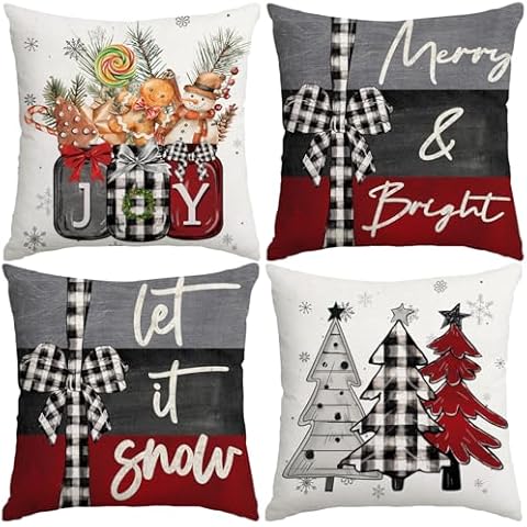 Miaikoe Christmas Cushion Covers Set of 4 Cover