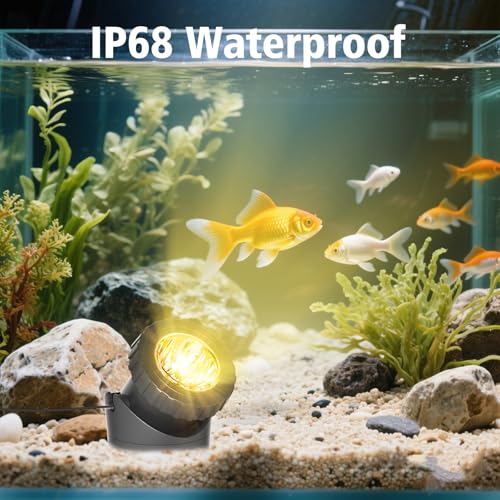image for T-SUN Solar Pond Lights, 3-in-1 Warm White LED Submersible Light with 
