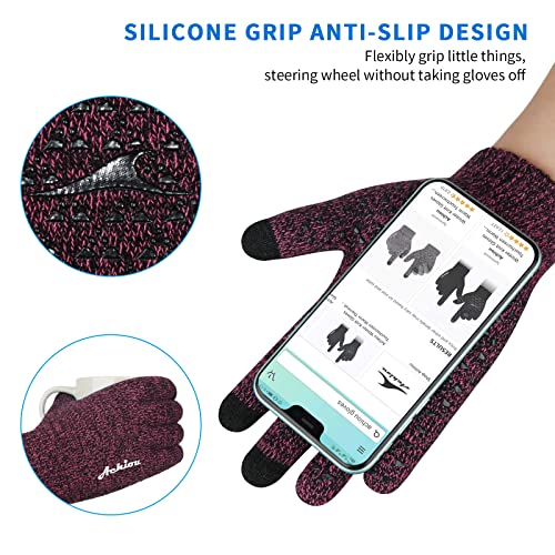 Achiou Winter Gloves For Men Women, Touch Screen Texting Warm Gloves With Thermal Soft Knit Lining,Elastic Cuff 3 Size Choice #TOP2