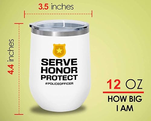 Miniatura 4 de Vaso de vino blanco de policía de 12 onzas – Serve. Honor. Protege – Suministros de fiesta de policía de agradecimiento a la policía, agente de