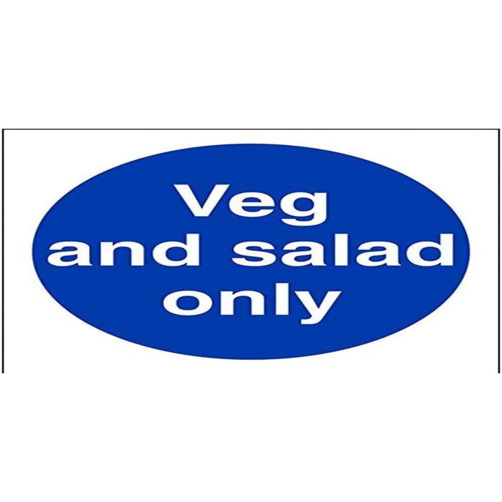 V Safety Veg and Salad Only Sign - 100mm x 100mm - Self Adhesive Vinyl