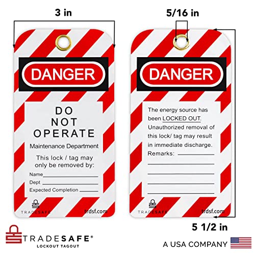 TRADESAFE Lockout Tagout Tags - 30 Danger Do Not Operate Tags with 30 Zip Ties, Premium 15 mil Vinyl