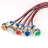 Gebildet 5個 LED 防水インジケータライト パイロットライトシグナル インジケータ10mm AC/DC 12-24V （5 色）
