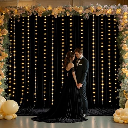 Cortinas Telón Negro con Luces 10x10 ft para Foto miniatura 2