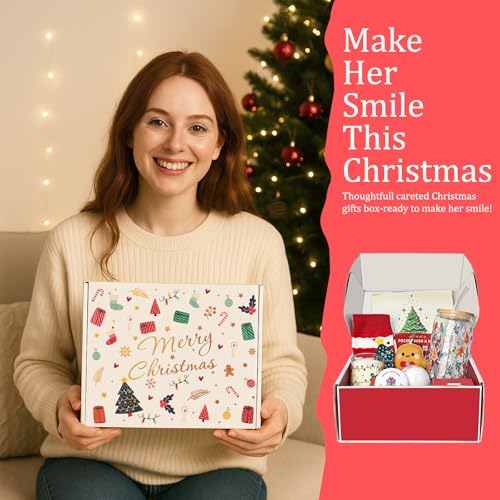 Christmas Gifts for Women 2025, Unique Christmas Gift Basket for Coworker Teacher Employee Sister Best Friend Mom Wife, Xmas Holiday Gifts for Women Secret Santa Gift Box Set with Holiday Glass Cup - Image 3