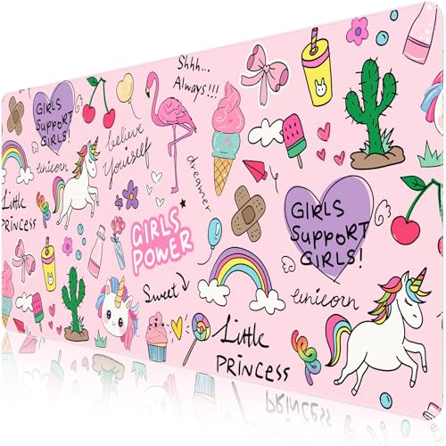 HAOCOO Pink Desk Mat, Cute Leather Dorm Decor Mouse Pad,
