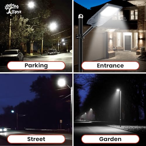 Image of Epyz 100 Watt Solar Street Light Outdoor with Remote and Motion Sensor and Dusk to Dawn for Garden, Street, Lawn [ 120LED, 22000mAh, Pack of 1, Cold White Light ]
