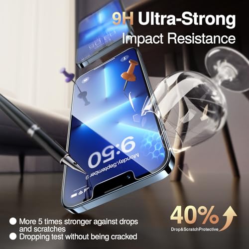 Image of SMARTDEVIL 3 Pack Tempered Glass for iPhone 13 Pro Max Screen Protector, Military-Grade Shatterproof Protection, 9H Hardness, Fast & Easy Installation, Case Friendly Design