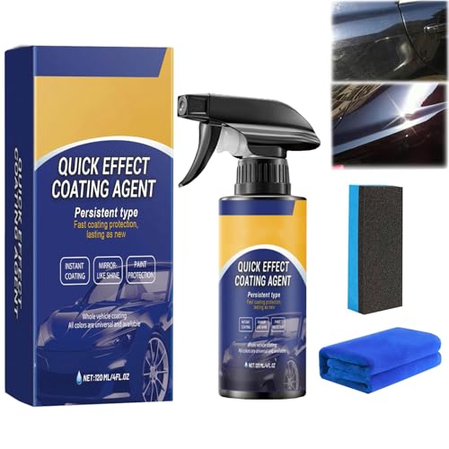 Car Coating Spray, 3 in 1 Multi-functional Quick Effect Coating Agent for Cars, Waterless Wash and Wax Spray for Cars, Long-Lasting Shine and High Protection,Improves Clarity and Visibility (1)