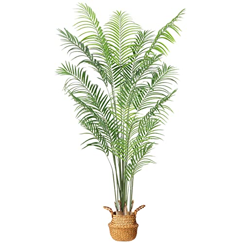 Mosade Artificial Areca Palm Tree 6.5Feet Fake Tropical Palm Plant And Handmade Seagrass Basket, Perfect Tall Faux Dypsis Lutescens Plants For Entryway Modern Decor Home Office Porch Balcony Gift #TOP9