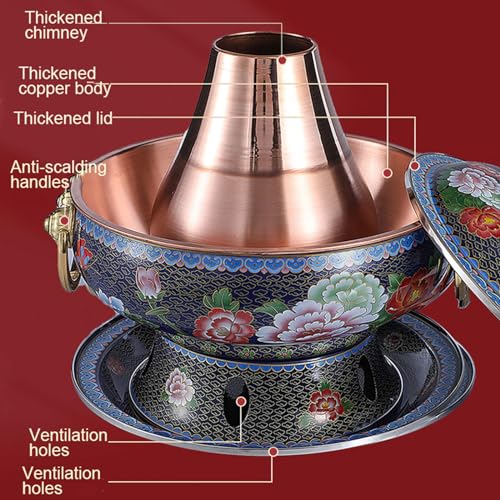 Olla caliente de cobre tradicional China 1.5L para carbón miniatura 3