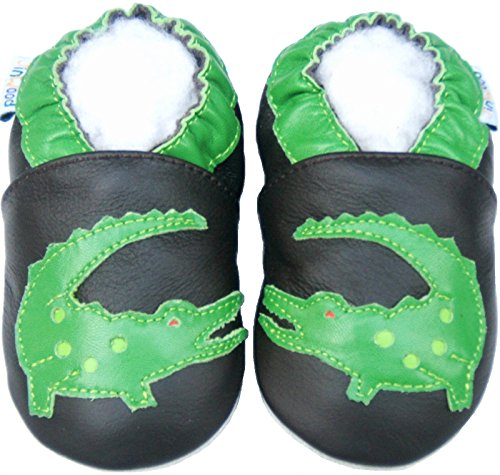 Soft Sole Leather Baby Shoes Boy Girl Infant Children Kid Toddler First Walk Gift Crocodile Brown (6-12month, Brown)