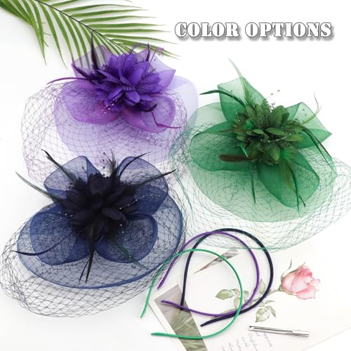 Image of DRESHOW Women Fascinator Hats Tea Party Hat Vintage Pillbox Hat Headband for Cocktail