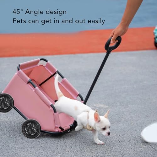 4-Rad Faltbare Hundekarre, Tragbarer Kinderwagen für Haustiere, Katze Hundewagen Hundebuggy, 51 X 35 X 23cm Hundewagen für Hunde, Katzen und Andere Kleintiere