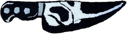 Miniatura 9 de Alfombra de calavera espeluznante con cuchillo, alfombra de área de Halloween para decoración del hogar, tapete gótico con diseño de grito aterrador