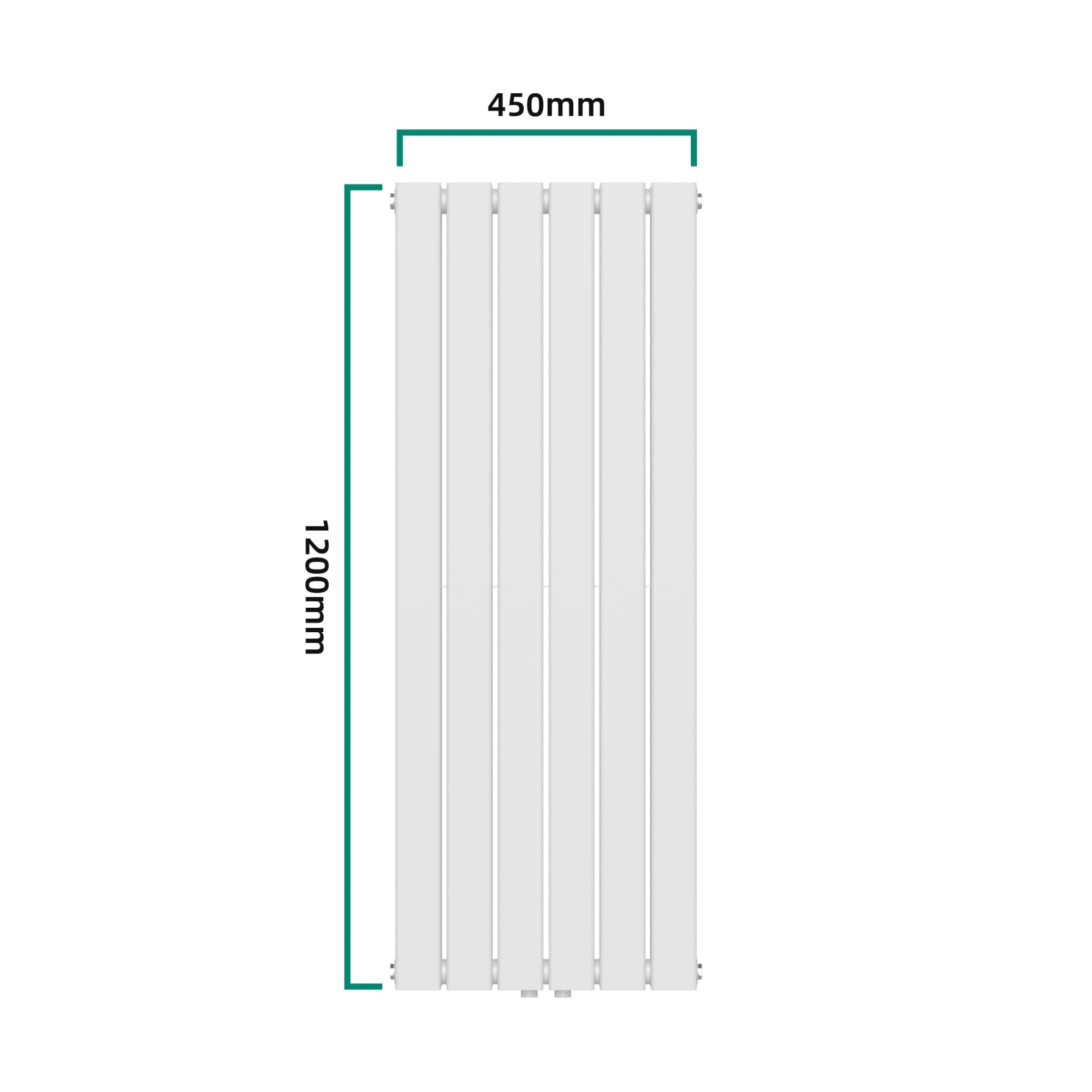 [neu.haus] Flachheizkörper Nore Designheizkörper Heizung Paneelheizkörper Raumheizkörper Mittelanschluss Doppellagig Vertikal für Wohn-und Schlafzimmer Küche Bad 120x45cm Weiß 1140W