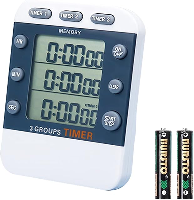 MOSTRUST Digital Dual Kitchen Timer, 3 Channels Count UP/Down Timer, Triple Cooking Timer, Large Display, Loud Volume Alarm with Magnetic Back, Stand, Battery Included (M382), White