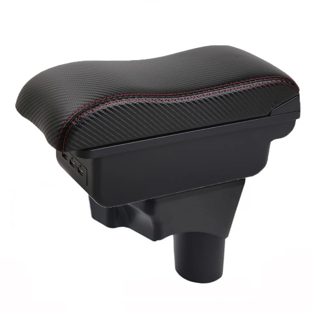 UMDJJU For Sunny For March For Micra Car Armrest Box Accessorie Storage Parts Dedicated Interior Retrofit Elbow Support For Drivers Car Centre Console Armrest Box(B-3USB-Red Line)