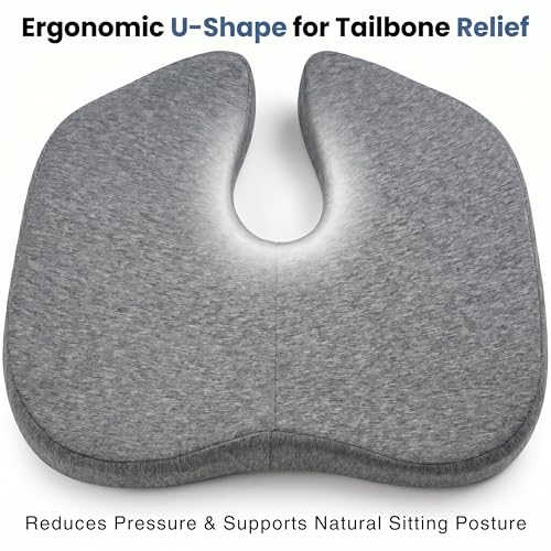 Image of Coccyx Cushion Gel Memory Foam Seat Cushion for Chair Orthopedic Tailbone Support Car Seat Cushions for Sciatica Relief Ergonomic U Shape Design for Office Car and Home