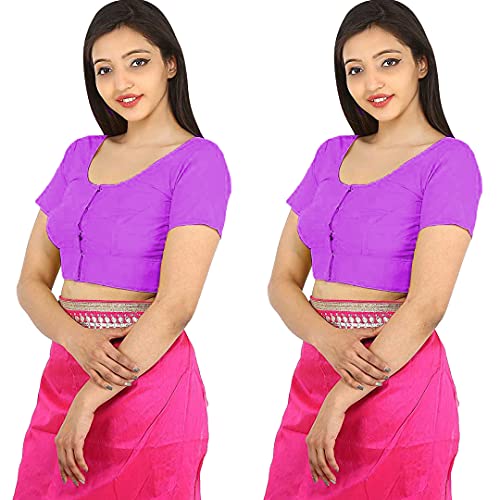 Image of Namita Women's Cotton Half Sleeve Blouse (U-COT-COM-2-LIGHTPURPLE-LIGHTPURPLE-40 Lightpurple-Lightpurple 40)