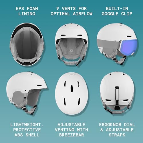 Image of Retrospec Zephyr Ski Helmet - Snowboard Helmet for Adults & Youth with Adjustable Fit, 9 Breathable Vents, Removable Washable Earmuffs - Snow Sports Helmet for Men & Women